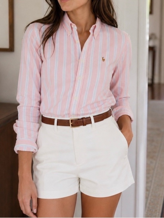 Polo Ralph Lauren Tops - Polo by Ralph Lauren Pink with Mint Stripe Button-Down Shirt